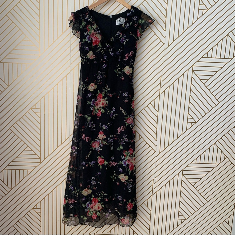 VINTAGE CDC Caren Desiree Company Petites Floral Fairy flutter sleeves 90's 2